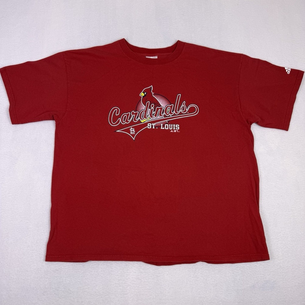 Vintage 2005 Adidas St Louis Cardinals Men XL Red T-Shirt MLB Graphic Cotton Tee